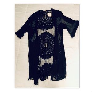 Black Lace Shawl Cardigan